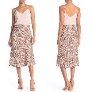 Valeria Satin Zebra Print Midi Skirt from 4SI3NNA